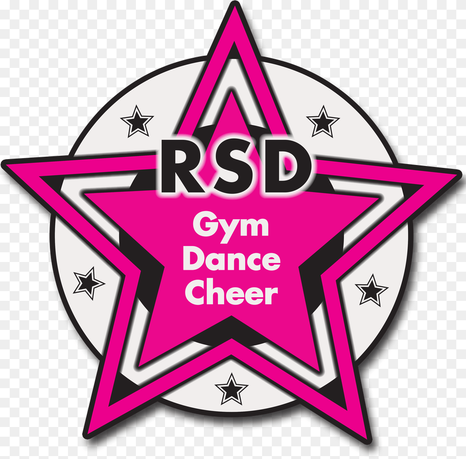 Rsd Dance Cheer U0026 Gymnastics Cheer And Gymnastics Logo Rsd Dance, Symbol, Star Symbol, Sticker, Badge Png Image