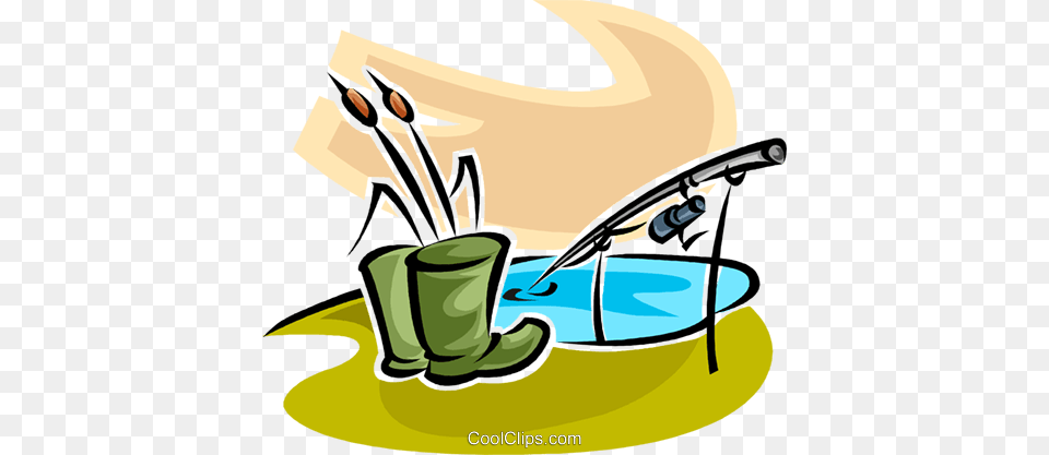 Rubber Boots And A Fishing Rod Royalty Vector Clip Art, Paint Container, Brush, Device, Tool Free Png Download