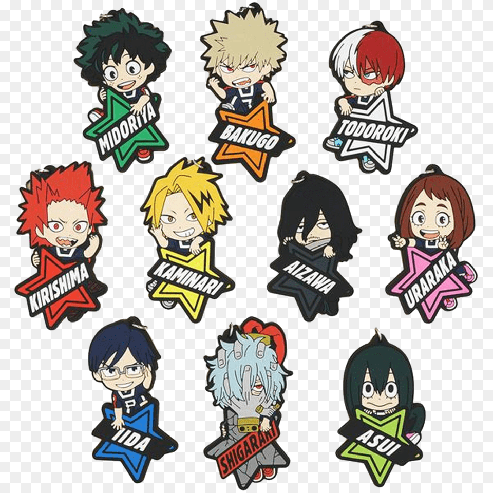 Rubber My Hero Academia Star Keychains Keychain Sekai, Book, Comics, Publication, Sticker Free Transparent Png