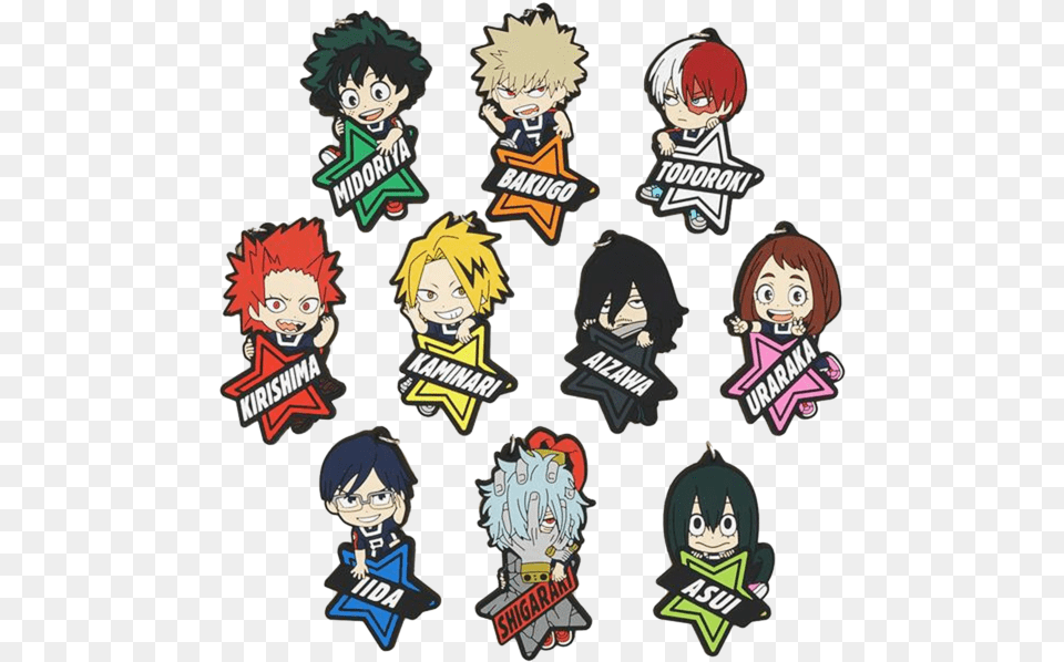 Rubber My Hero Academia Star Keychains My Hero Academia Name, Book, Comics, Publication, Sticker Png