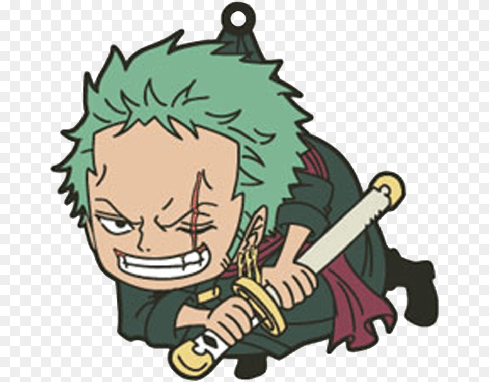 Rubber Zoro Keychain One Piece Rubber Keychains, Baby, Face, Head, Person Free Png Download
