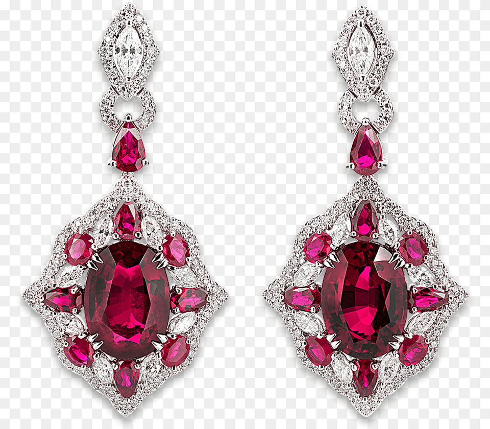 Rubellite And Diamond Earrings Earrings, Accessories, Earring, Jewelry, Gemstone Free Png