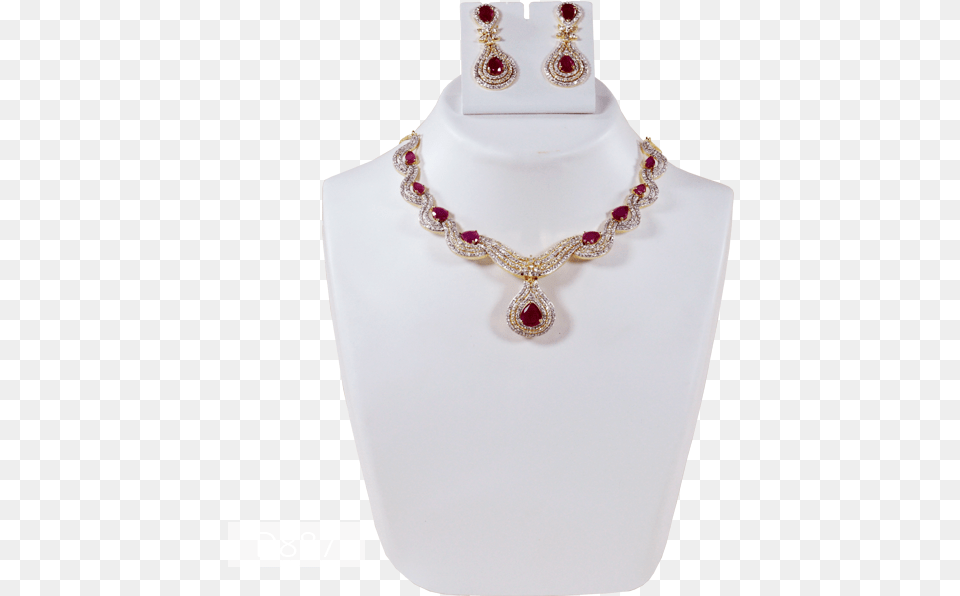 Ruby American Diamond Jewelry Set, Accessories, Necklace, Pendant Png