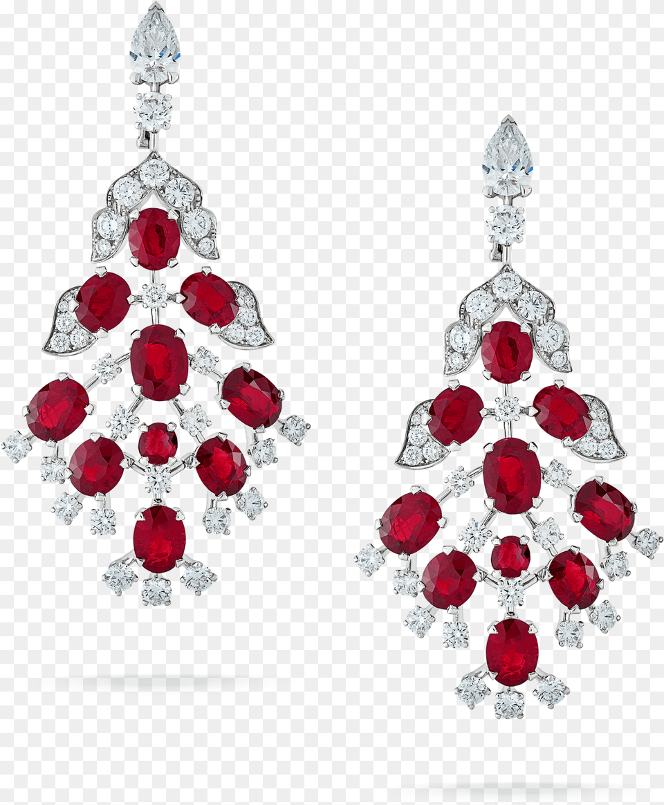 Ruby And Diamond Chandelier Earrings, Accessories, Earring, Jewelry, Gemstone Png Image