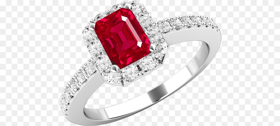 Ruby And Diamond Ring For Women In 18ct White Gold Gemstone Ring, Accessories, Jewelry, Silver Free Png Download