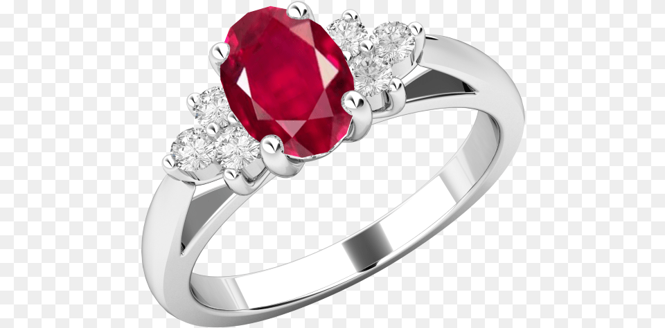Ruby And Diamond Ring For Women In 18ct White Gold White Gold Ring With Pink Sapphire, Accessories, Jewelry, Silver, Gemstone Free Transparent Png