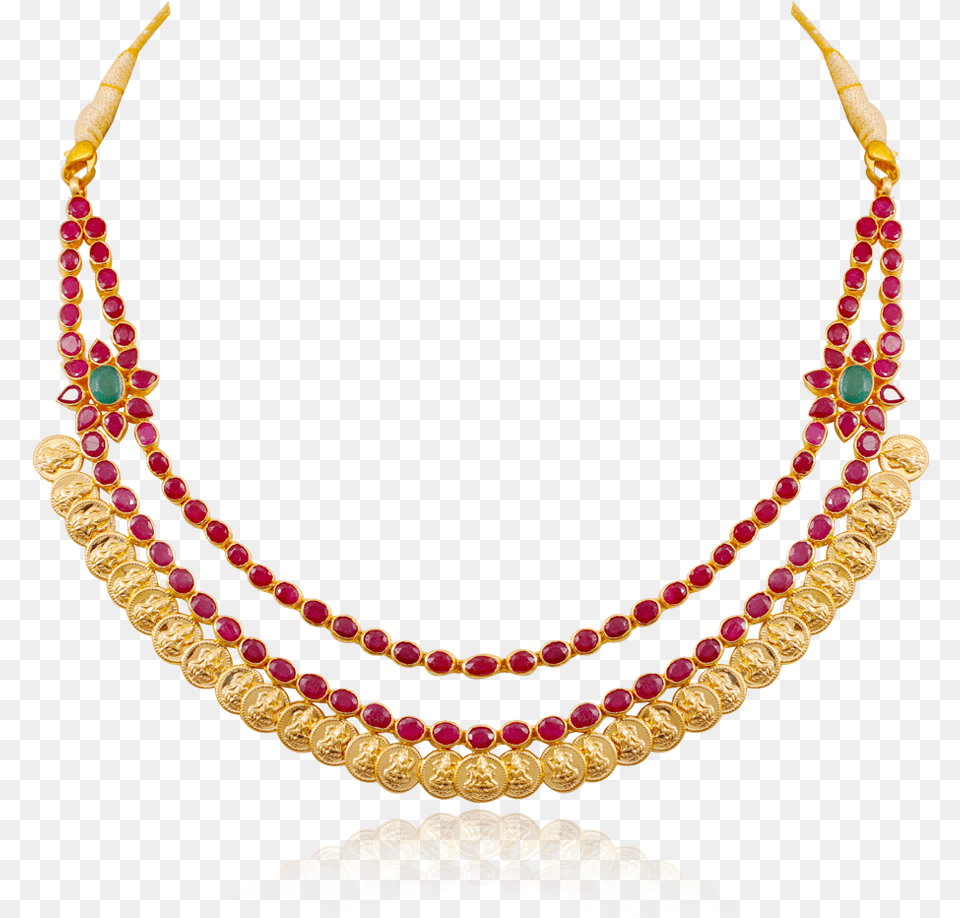 Ruby Emerald Kasu Malai Necklace Half Locket Of Love, Accessories, Jewelry, Earring, Gold Free Transparent Png