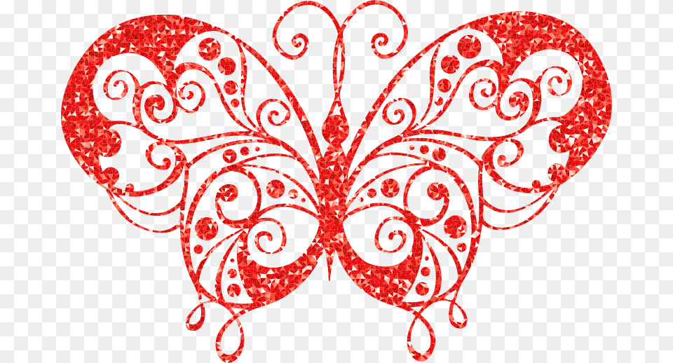 Ruby High Detail Flourish Butterfly Silhouette Butterfly Mandala, Pattern, Art, Graphics, Floral Design Png