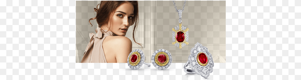 Ruby Jewelry Ruby And Fancy Intense Yellow Diamond Halo Earrings, Accessories, Earring, Person, Pendant Free Png Download