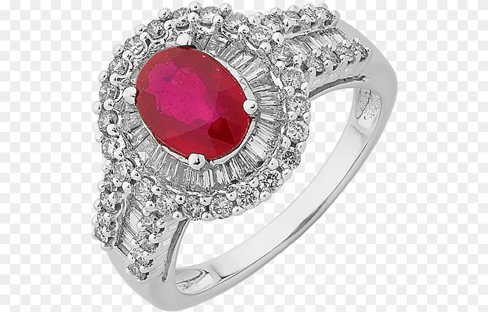 Ruby Ring White Gold Ruby Diamond Ring Ring, Accessories, Jewelry, Silver, Gemstone Png Image