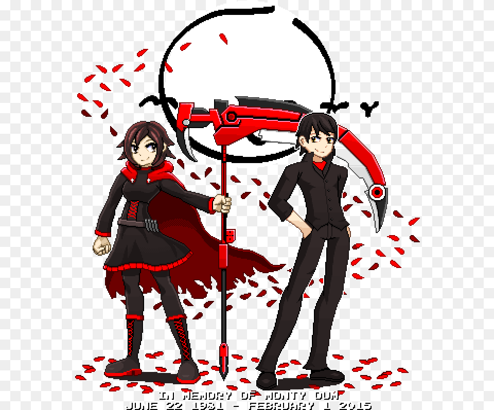 Ruby Rose With Monty Oum Cartoon, Publication, Book, Comics, Person Free Transparent Png