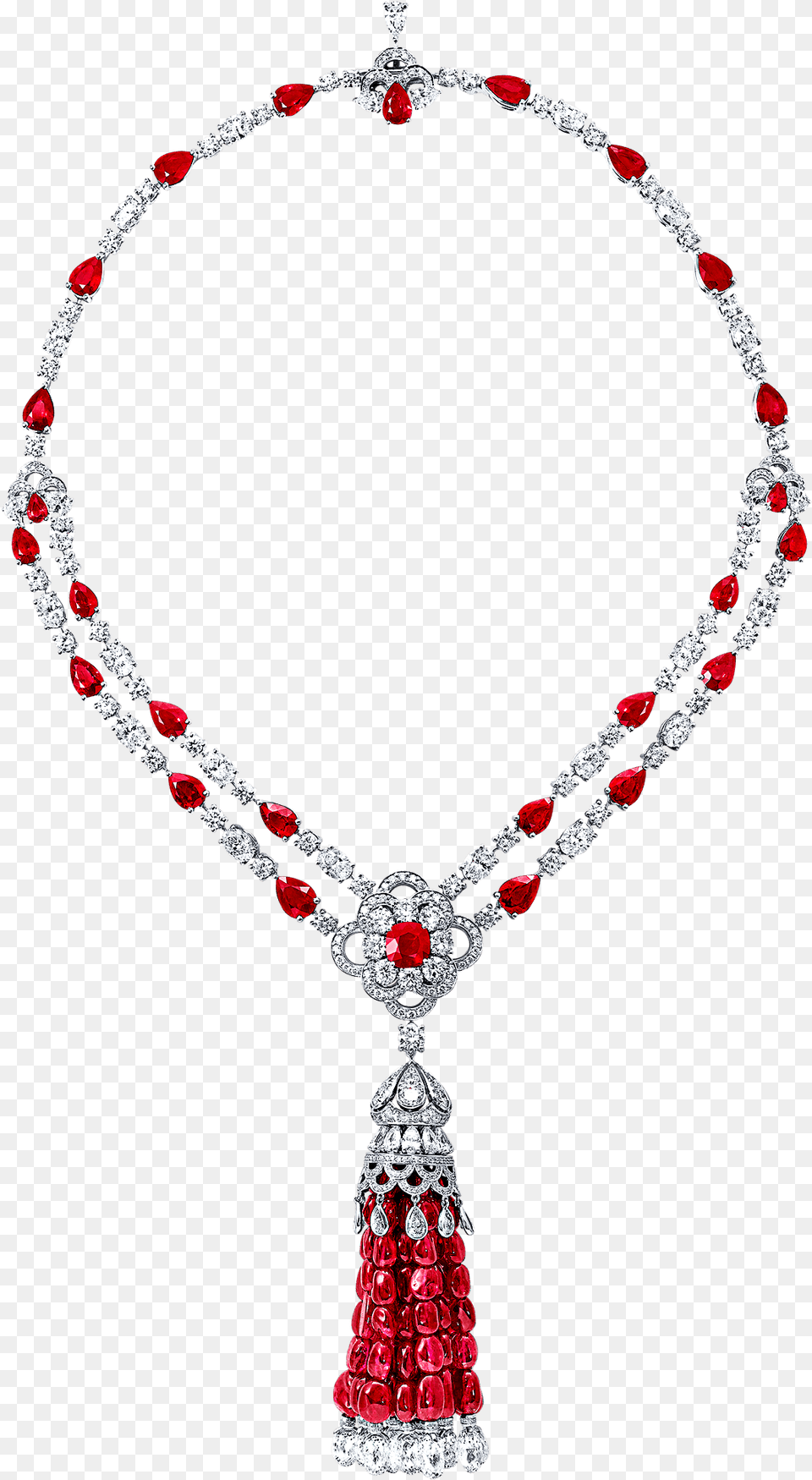 Ruby Tassel And Diamond Necklace Necklace, Accessories, Jewelry, Bead, Bead Necklace Png