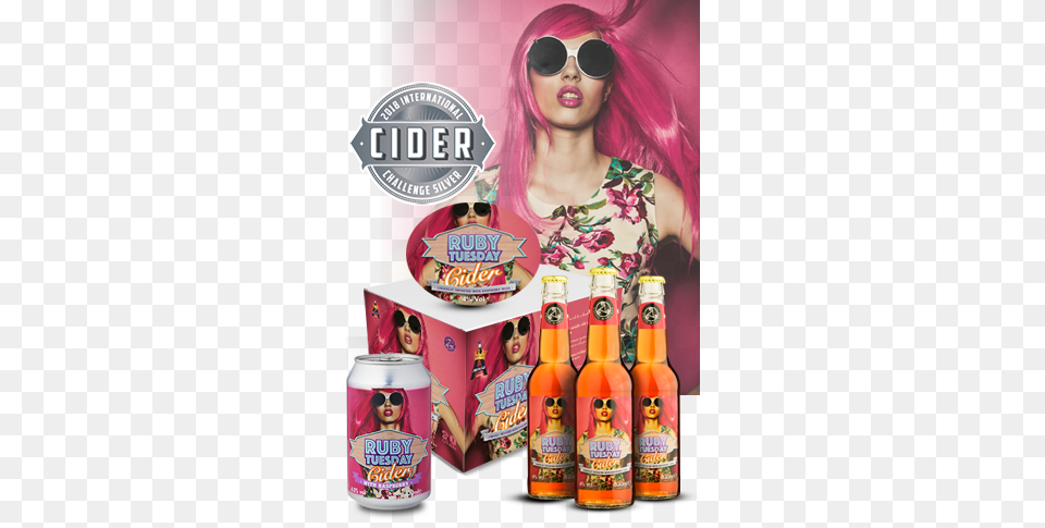Ruby Tuesday 4 Cider Girl, Advertisement, Alcohol, Beer, Beverage Png Image
