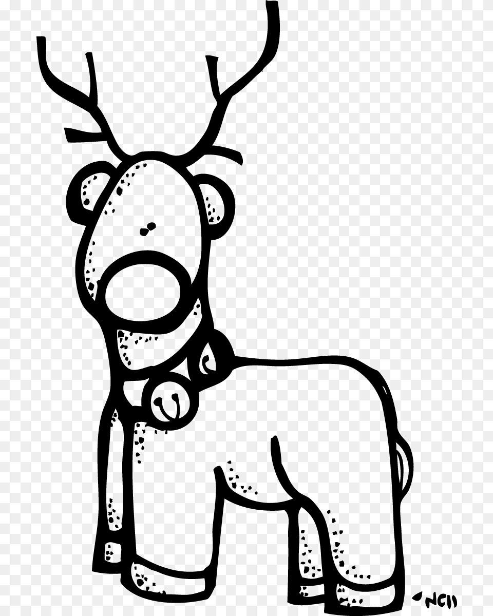 Rudolph Christmas Melonheadz Clipart Black And White, Gray Free Png Download