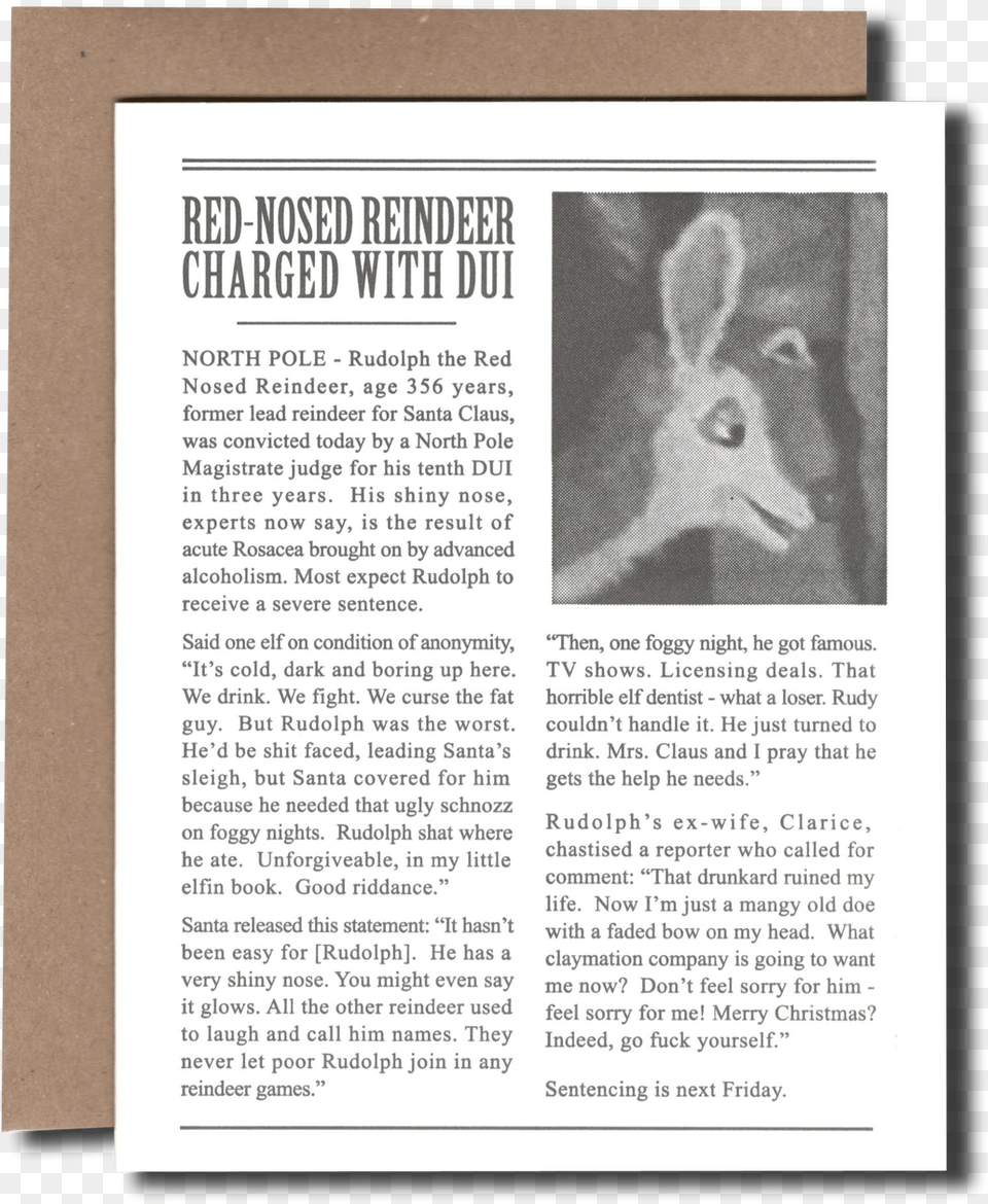 Rudolph Got A Dui Baboon, Page, Text, Person Png Image