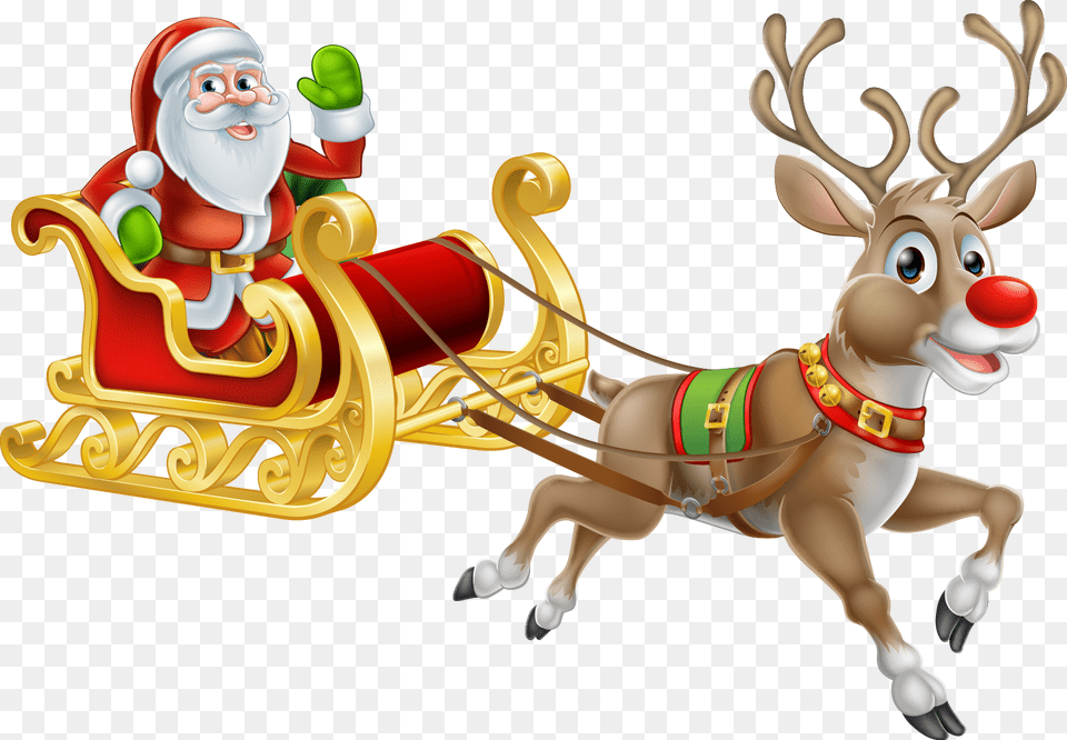 Rudolph Santa Claus Reindeer Christmas, Animal, Deer, Mammal, Wildlife Free Png