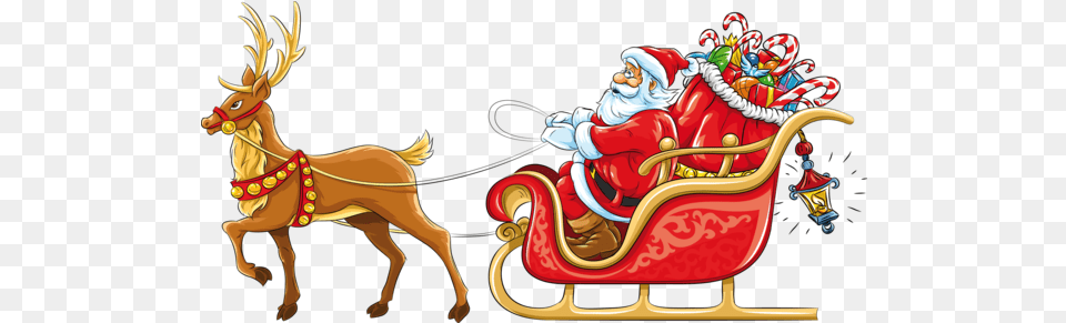 Rudolph Santa Claus Reindeer Christmas Ornament Deer For And, Carriage, Transportation, Vehicle, Dynamite Free Png Download