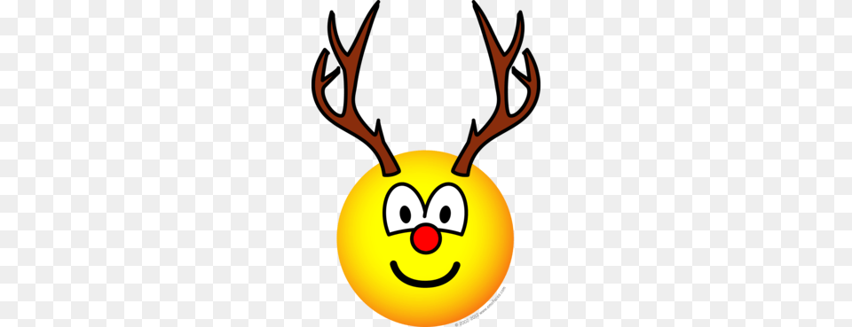Rudolph The Red Nosed Reindeer Emoticon Emoticons, Antler, Animal, Deer, Mammal Free Png Download