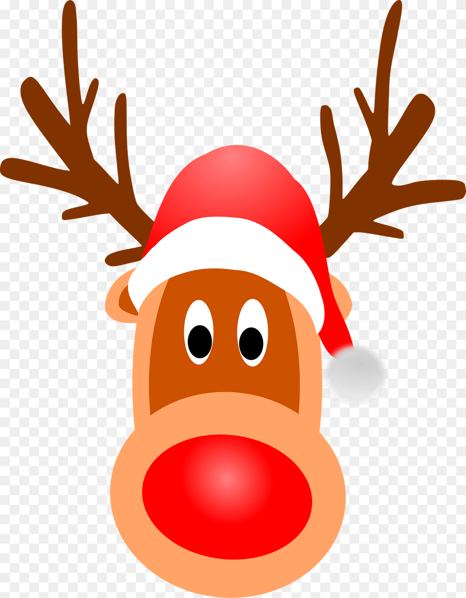 Rudolph The Reindeer In A Santa Hat Clipart, Outdoors Free Transparent Png