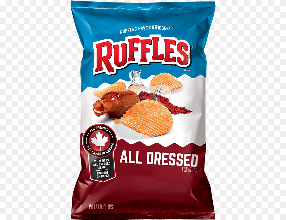 Ruffles All Dressed Flavored Potato Chips Ruffles Sour Cream And Onion, Food, Ketchup Png Image