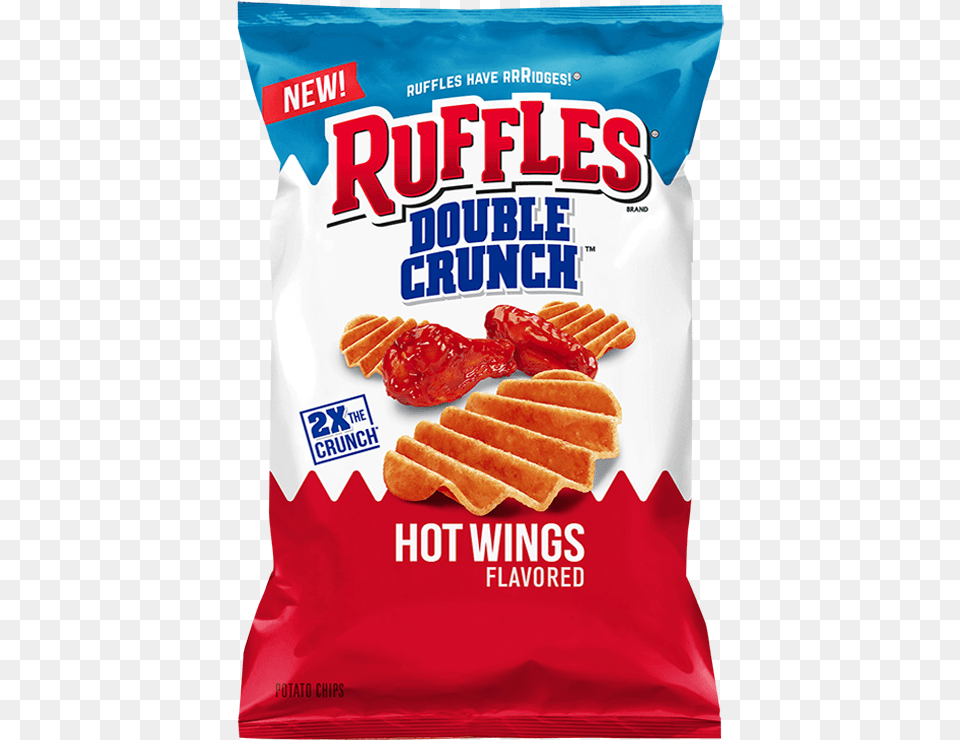 Ruffles Double Crunch Hot Wings Flavored Potato Chips Ruffles Double Crunch Hot Wings, Food, Waffle, Ketchup Free Png
