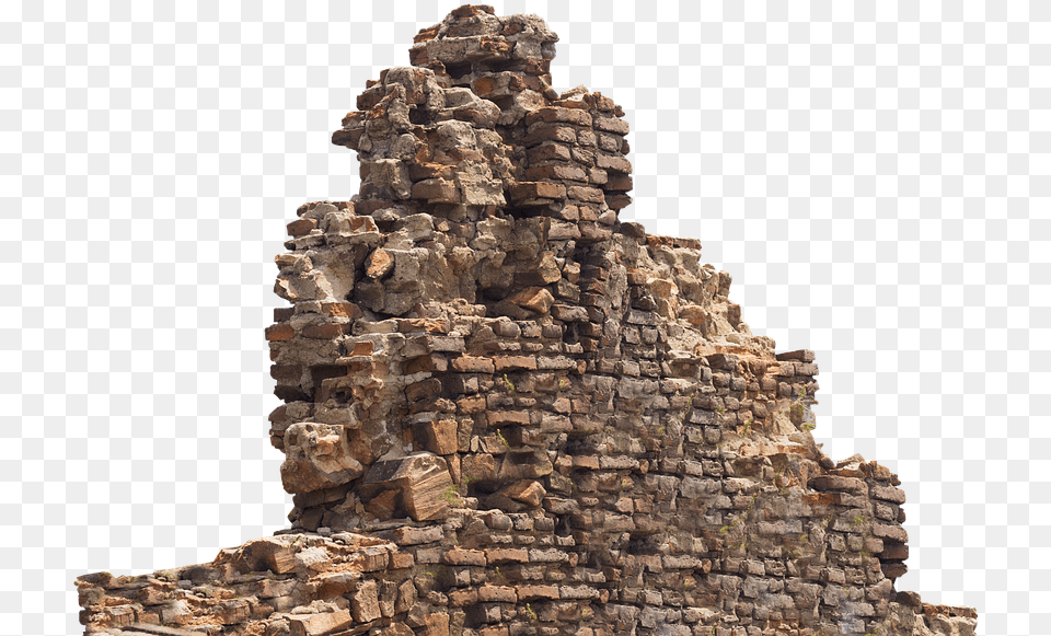 Ruin Remains Stone Wall Lapsed Old Broken Ruined Brick Wall, Rock, Architecture, Building, Ruins Free Png