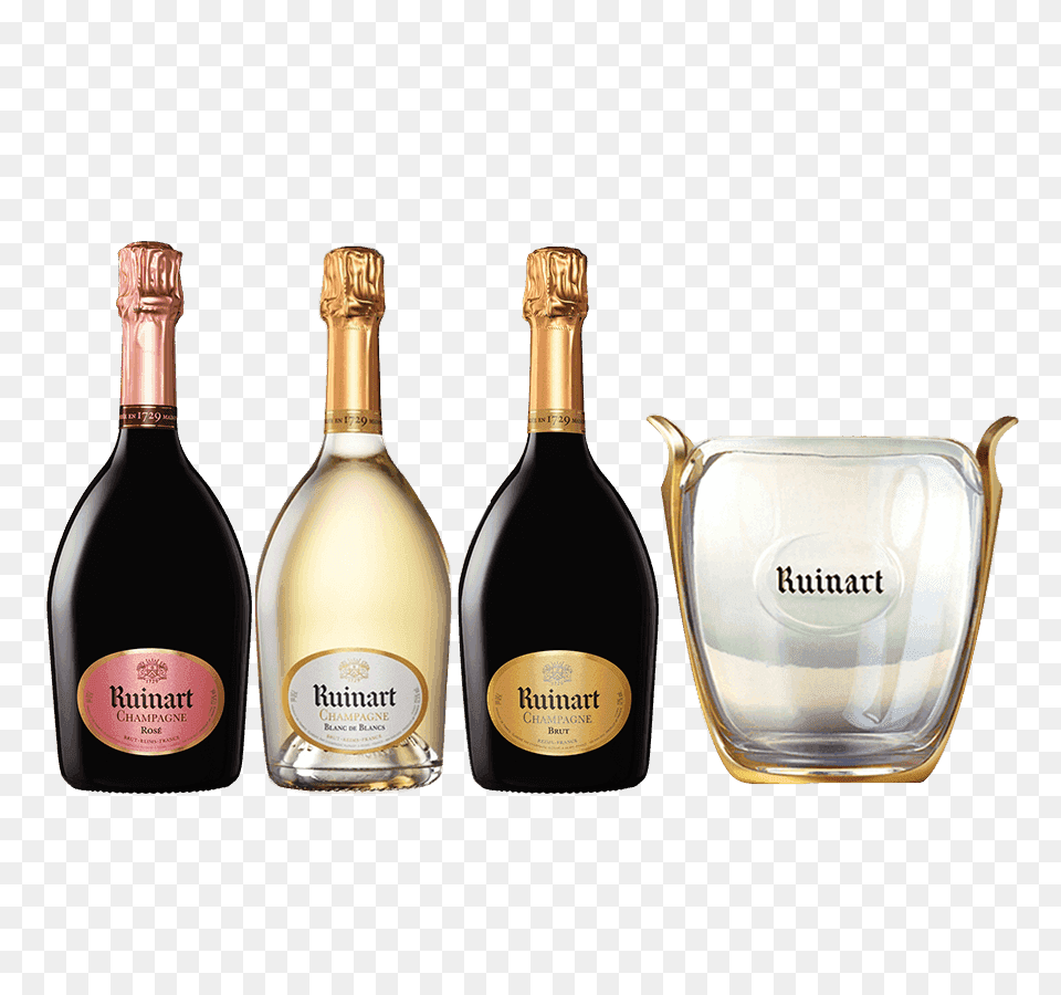 Ruinart Non Vintage Triple Pack With Ice Bucket Shortys Liquor, Alcohol, Beverage, Bottle, Wine Png Image