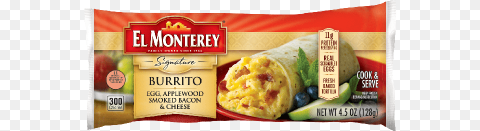 Ruiz El Monterey Egg Cheese Salsa And Bacon Breakfast, Food, Sandwich Wrap, Burrito, Sandwich Png