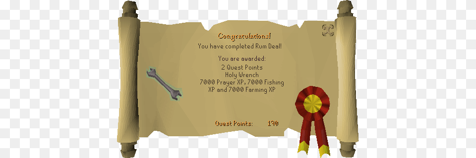 Rum Deal Reward Scroll Runescape Quest, Text, Document, Mortar Shell, Weapon Png