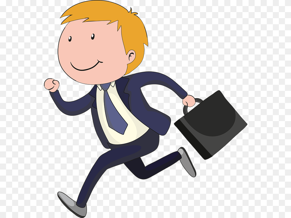 Run Go To Work Man Manager Different Occupations, Bag, Baby, Person, Face Free Png Download