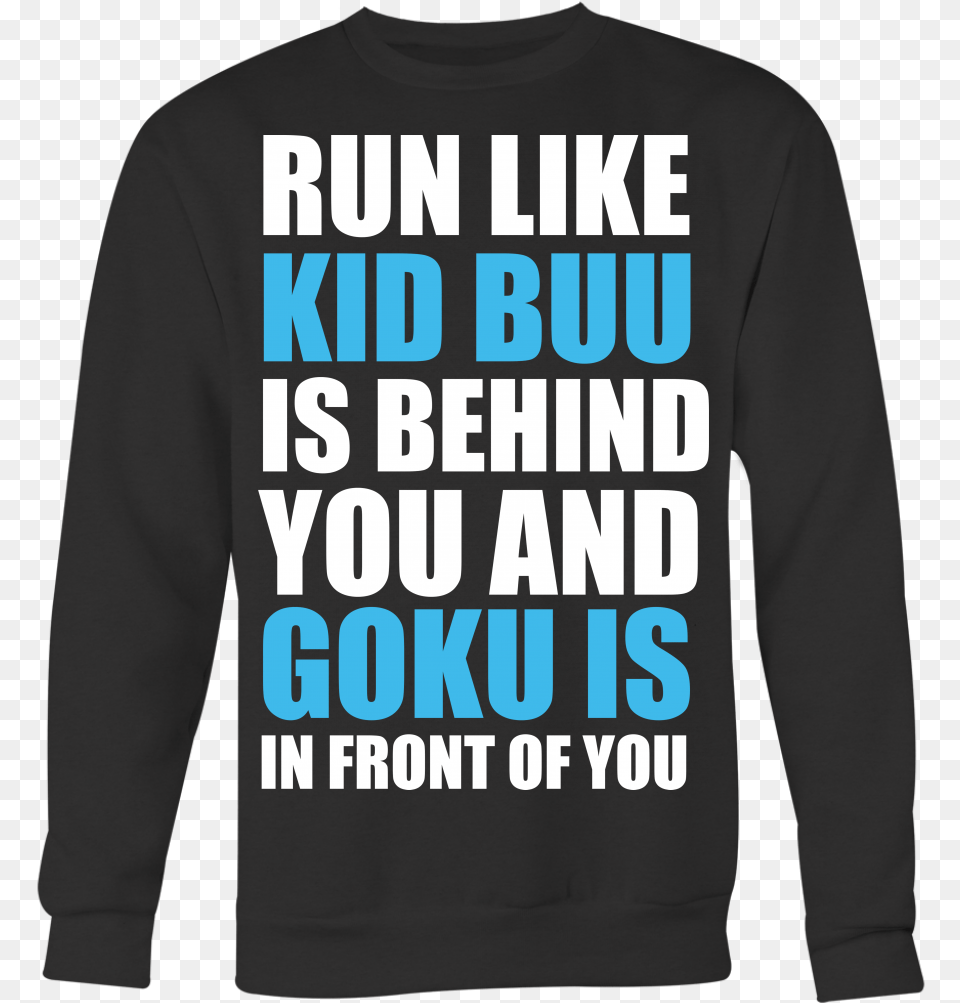 Run Like Kid Buu Is Behind You And Goku In Front Of Shirt Dragon Ball Flawless, Clothing, Knitwear, Long Sleeve, Sleeve Free Transparent Png