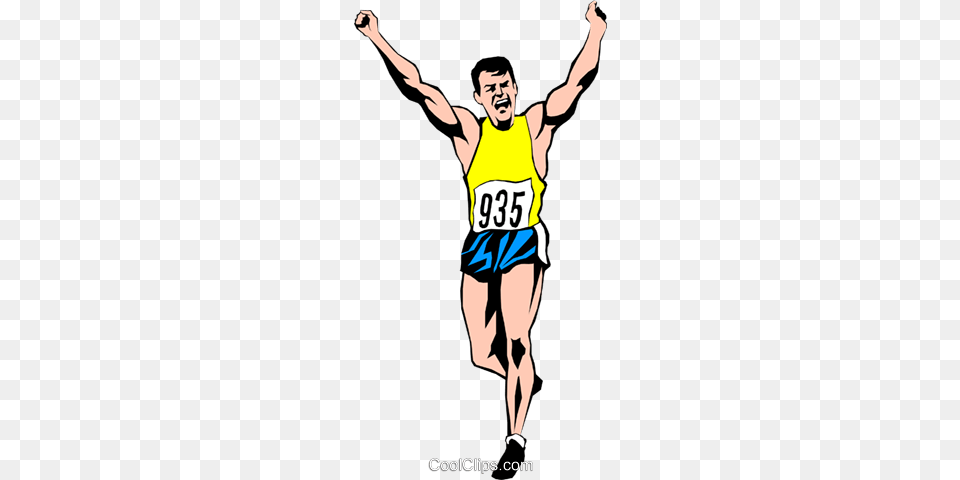 Runner Finishing Race Royalty Vector Clip Art Illustration, Clothing, Shorts, Person, Face Png
