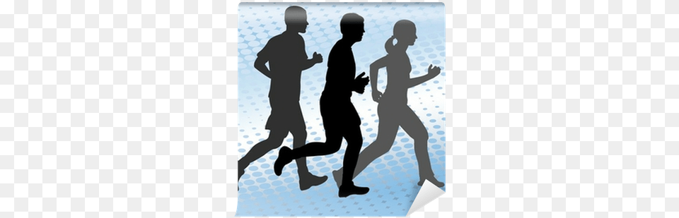 Runners Silhouettes On The Abstract Halftone Background Abstraction, Silhouette, Adult, Male, Man Png Image
