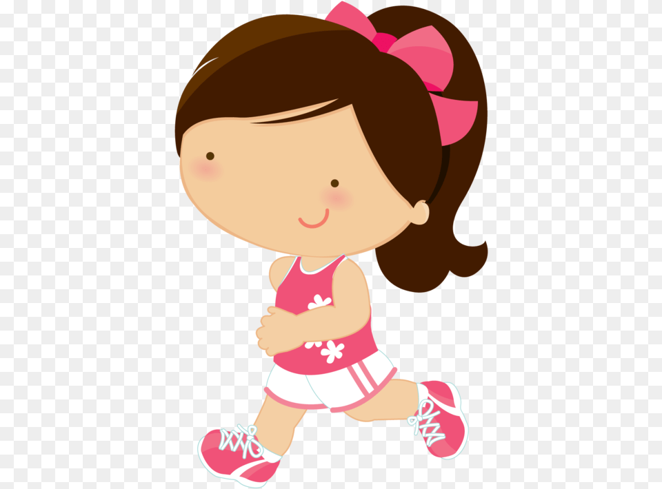 Running Cartoon Running Club Girl Running Cute Clipart Girl Running Clipart, Baby, Person, Toy Png Image