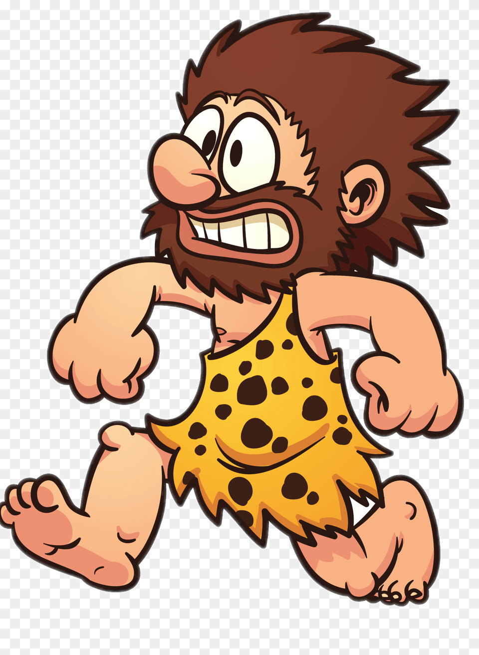 Running Caveman, Baby, Person, Cartoon, Face Png Image
