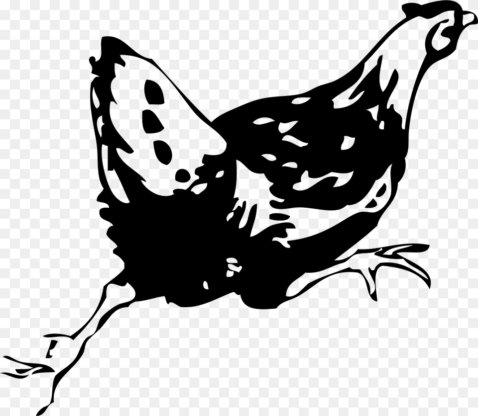 Running Chicken Clipart, Gray Free Png