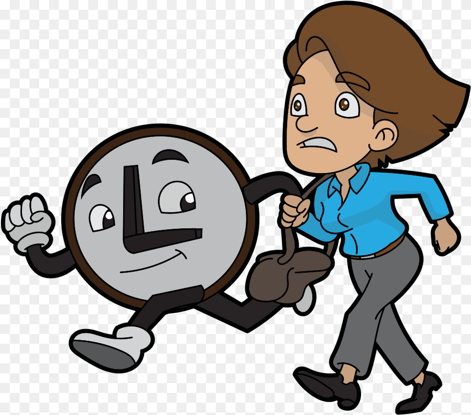 Running Clock Cartoon, Baby, Person, Face, Head Png Image