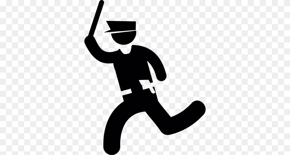 Running Cop Icon, Silhouette Png Image