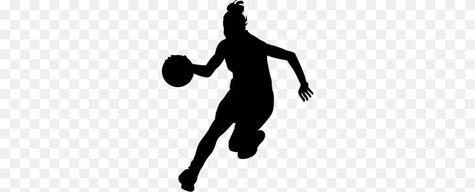 Running Girl Basketball Player Sticker, Gray Png