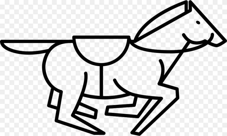 Running Horse With Saddle Strap Outline Horse, Stencil, Animal, Mammal, Kangaroo Png Image