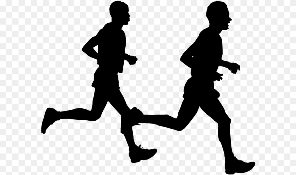 Running Jogging Silhouette Clip Art Running People Vector, Gray Free Transparent Png