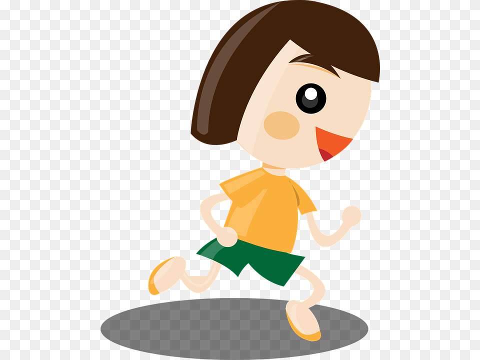 Running Jogging Sports Girl Happy People Run Cartoon People Running, Doll, Toy, Baby, Person Free Png Download