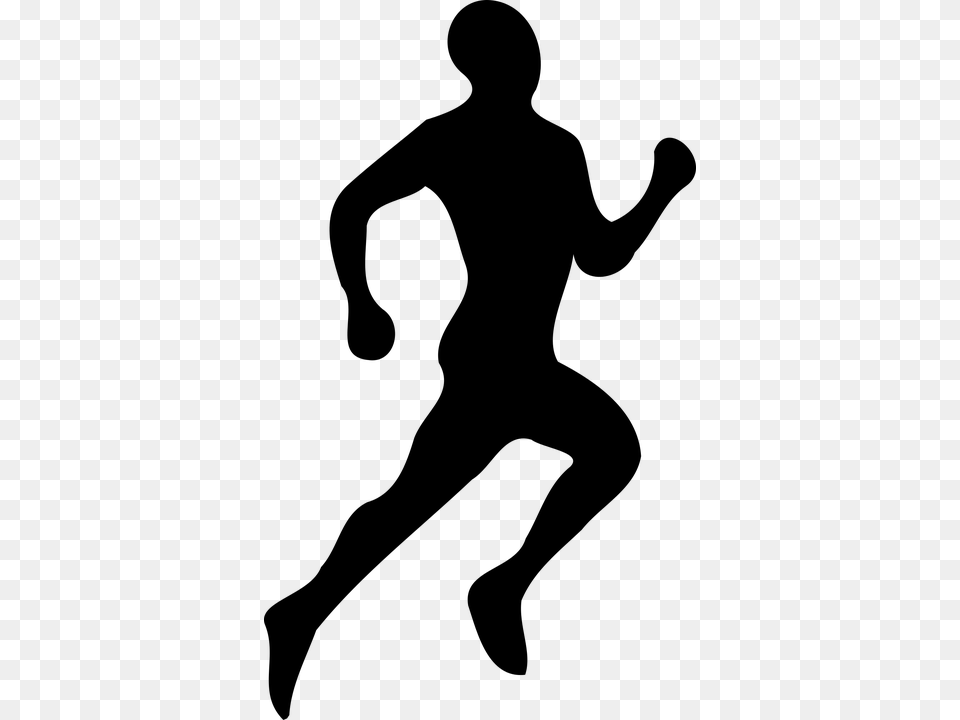 Running Man Silhouette, Gray Png