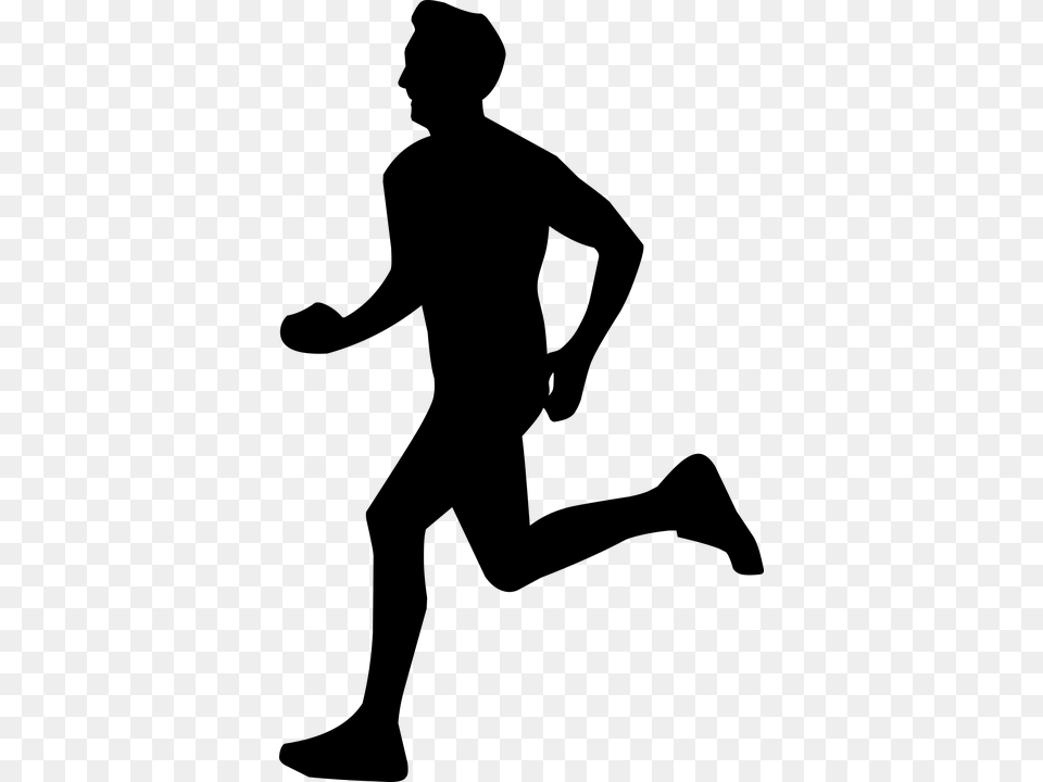 Running Man Silhouette Runner Speed Sprinting Person Running Silhouette, Gray Png Image