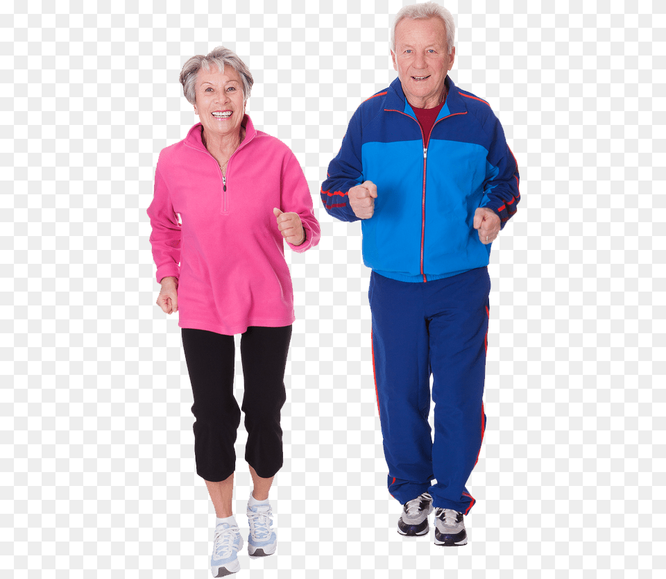 Running People Old People Exercising, Long Sleeve, Sleeve, Clothing, Fleece Png Image