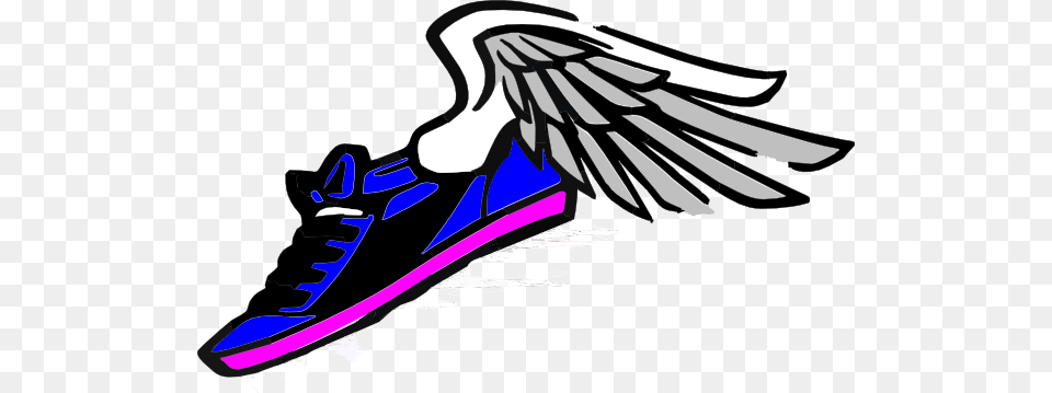 Running Shoe With Wings Blue Pink Clip Arts Download, Clothing, Footwear, Sneaker Png
