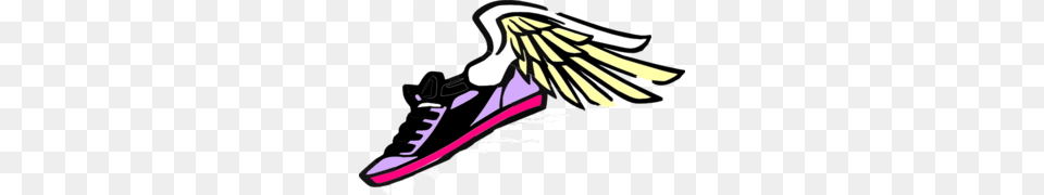 Running Shoe With Wings Purplepink Clip Art Xc Banquet, Clothing, Footwear, Sneaker, Smoke Pipe Png