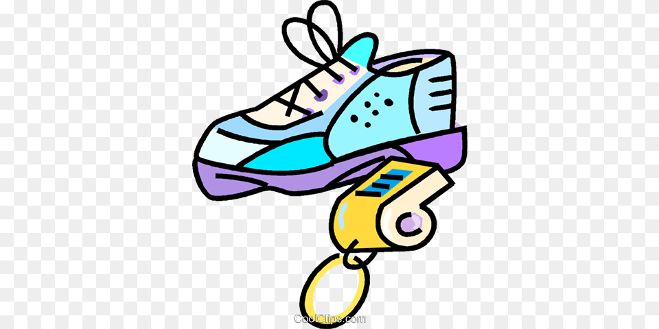 Running Shoes And Sports Whistles Royalty Vector Clip Art, Clothing, Footwear, Shoe, Sneaker Png Image