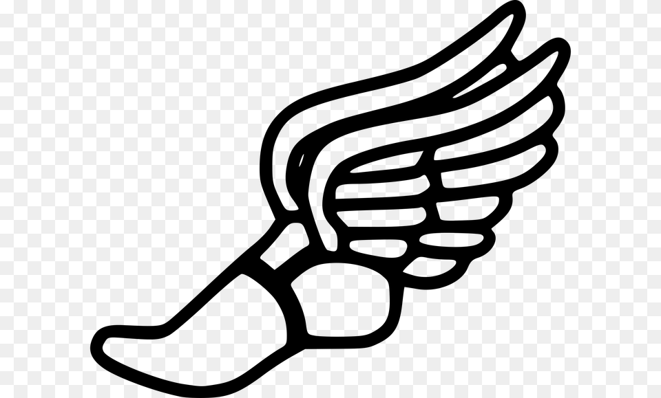 Running Shoes Art Running Shoe Track Shoes With Wings Track And Field Winged Foot, Gray Free Png