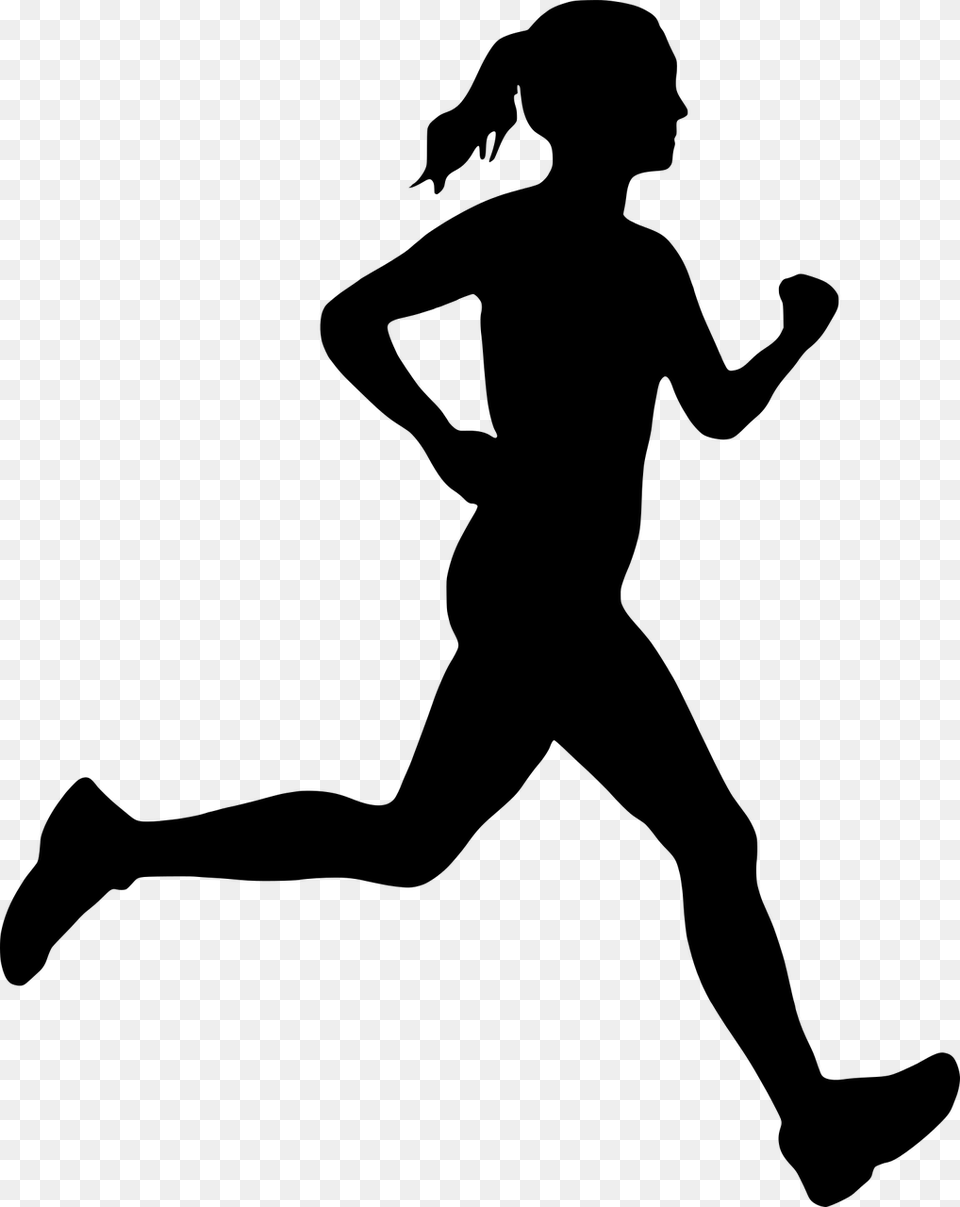 Running Silhouette Girl Running Silhouette Vector, Gray Png